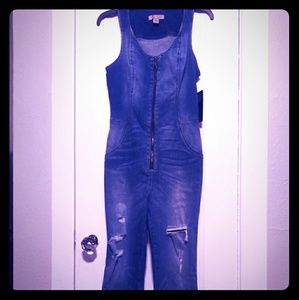 one piece jean suit